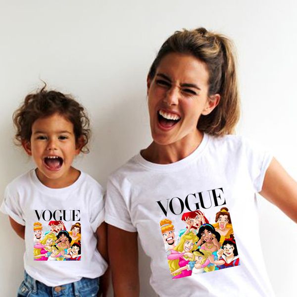 

мода семья смотри мать и дочь семья matching одежда punk vogue princess футболки топы для мамы малышей, Blue
