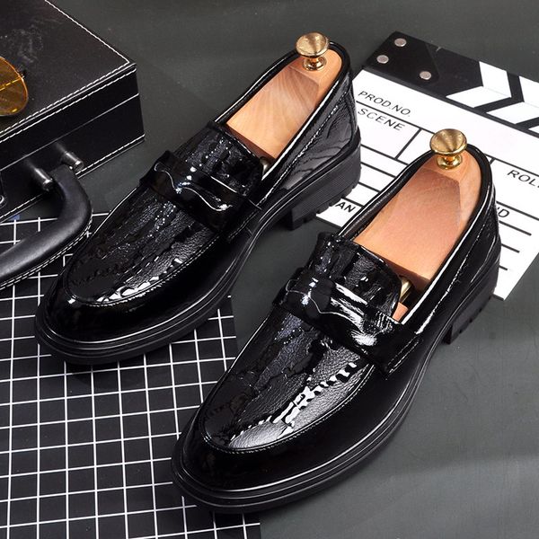 

errfc selling men black boat shoes fashion round toe print slip on leisure casual shoes office career party zapatos 38-43