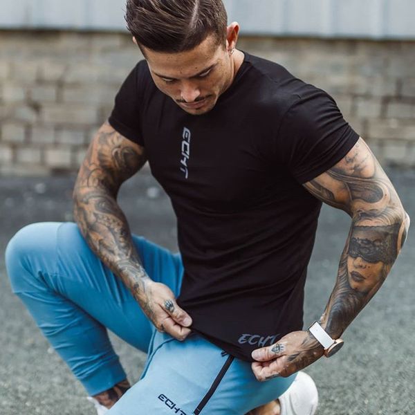 

new brand men tshirt compression fitness tights running shirt gyms blouse yoga sport wear exercise muscle sport man's t-shirt, White;black