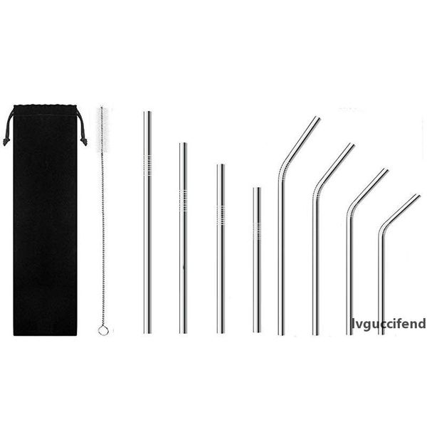 

reusable stainless steel drinking straws 16cm/18cm/21.5cm/24.5cm/26.7cm short long smoothie drinking straws bar drinking tool