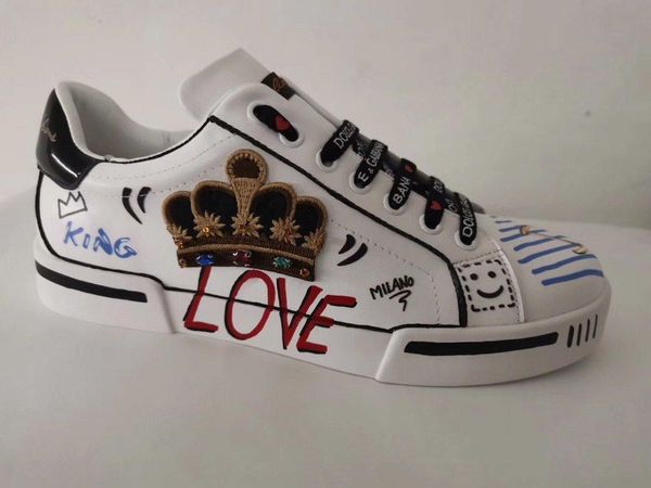 

2020q high-end customized men's and women's exquisite graffiti low-casual sports shoes, fashionable wild couple party shoes, s, Black