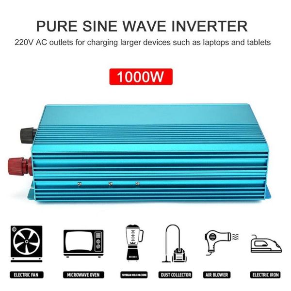 

pure sine wave inverter dc12v to ac220v 1000w car inverter aluminum alloy housing high conversion efficiency transformer