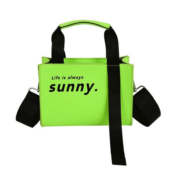 

womens fashion fluorescence color bag composite bag casual bag shoulder neon green handbag sac a main fluo neon green