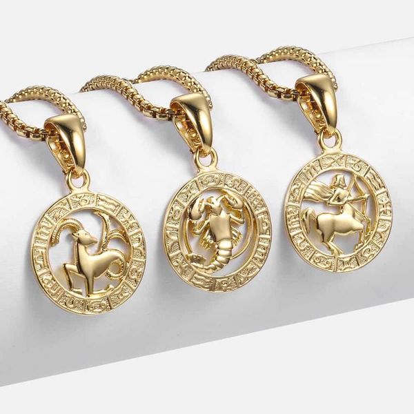 

12 constellations zodiac sign gold pendant necklace for women men fashion gift dropshipping jewelry gpm24b, Silver
