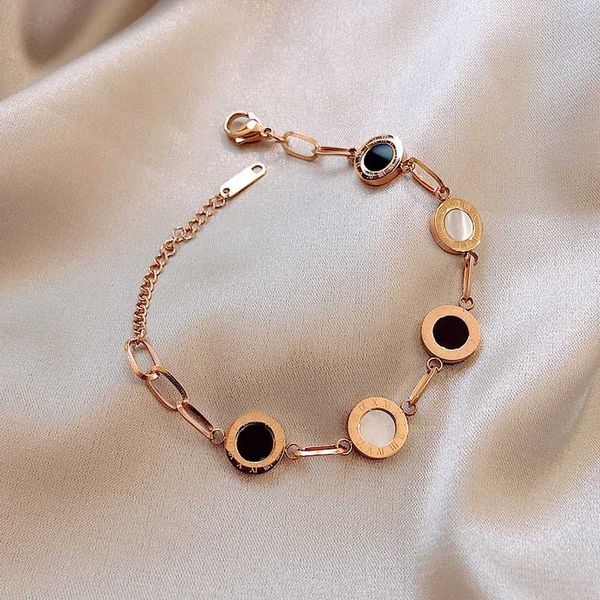 

jewelry rose gold stainless steel roman numerals bracelets & bangles female charm bracelet for women, Golden;silver