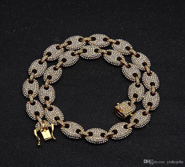 

2019 men's hip hop gold plating marine link iced out bling chain necklace 8inch 16inch 18inch 20inch 22inch 24inch link chain bracelets, Silver