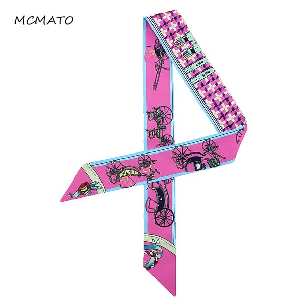 

2020 bag scarf new women small silk scarf horse print head handle bag ribbons fashion tie long scarves, Blue;gray