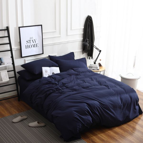 

2020 real new  200tc bedding set solid color duvet cover bed flat sheet pillowcase bedclothes 4pcs linenset comforter size