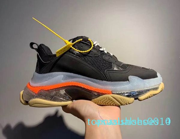 

2019 paris triple-s 17fw crystal bottom green lux dad shoes platform triple s sneakers for mens women vintage kanye old grandpa trainer c14, Black