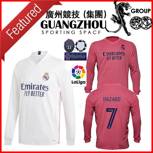 

20 21 real madrid long sleeve soccer jerseys courtois 25 modric 10 home 2020 2021 bale jersey asensio hazard 7 jersey shirts, Black