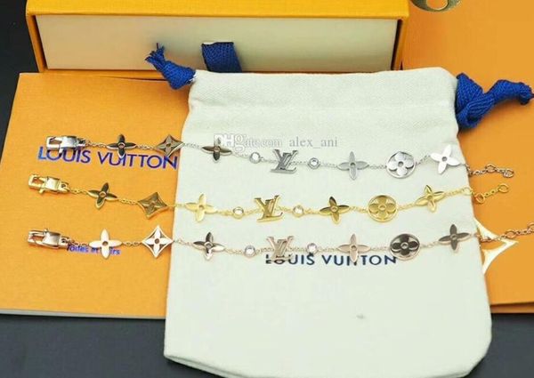 

new arrival 316l v titanium steel blossom bracelet with hollow flower and diamond clasp pendant for women and man jewelry ing, Golden;silver