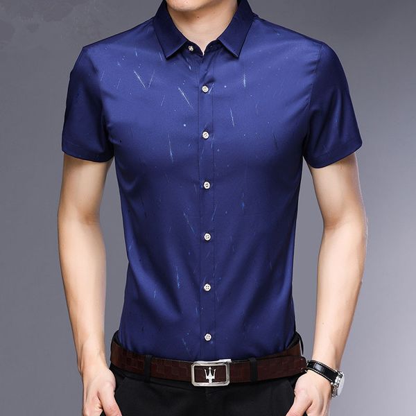 

men's casual shirts 2021 summer men printed short sleeve fashion thin chemise homme blouse, White;black