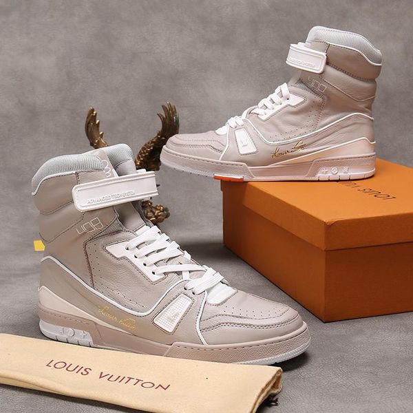 

trainer sneaker boot men 's shoes drop ship luxury breathable style footwears comfortable lace -up high casual men boots fast deli, Black