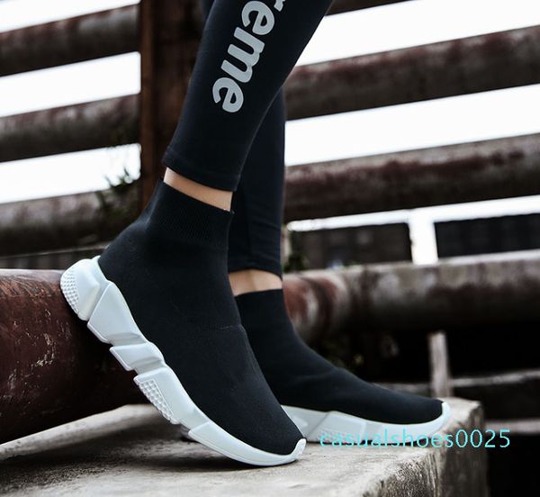 

2018 luxury sock speed trainer casual shoes men&womens black white red sneakers race runners fashion size 36-45 c25