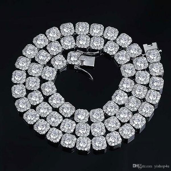 

mens 10mm round cubic zircon stones bling tennis chain hip hop 18inch 22inch diamonds stone chain necklace with locked clasp, Black