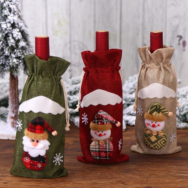 Papai Noel presente rena do floco de neve Vinho do Natal Elf Bottle Capa Bolsas Bottle Titular Xmas Home Decor LX2616