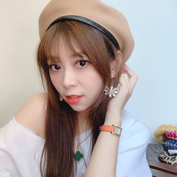 

ins leather edge woolen web celebrity female all-match british painter painter's hat beret beret hat, Blue;gray