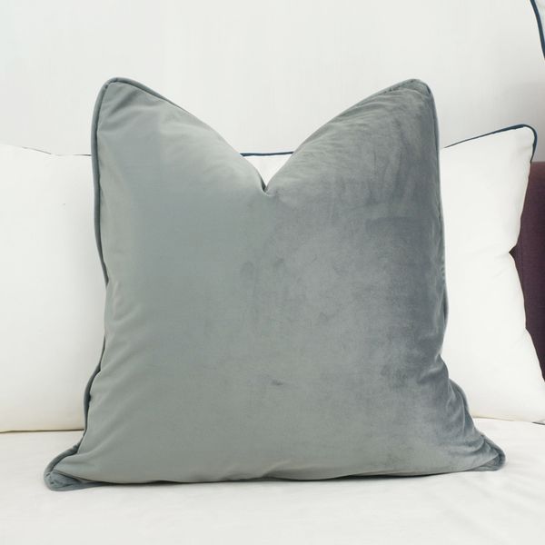 

piping design дымчатый серый бархат подушка обложка наволочка мягкая обложка нет подушка баллинг вверх без фаршу