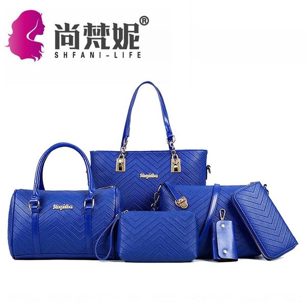 

2019 new women's fashion hand hand embossed six-piece set mother bag shoulder slanting bag