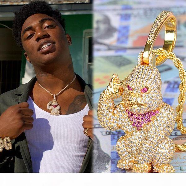 

iced out 3d big orangutan pendant iced out lab diamond gold silver plated cz tennis chaain mens hip hop jewelry