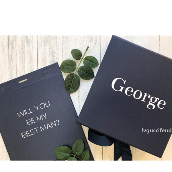 

personalised navy man proposal gift box with name, custom will you be my man box, luxury navy groomsmen gift box
