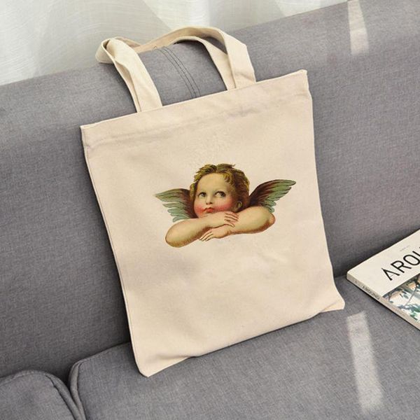 

ретро симпатичных shopper сумка женской angel baby whisper harajuku смешной повседневная улица холст сумка большой емкость плечо сумка eco
