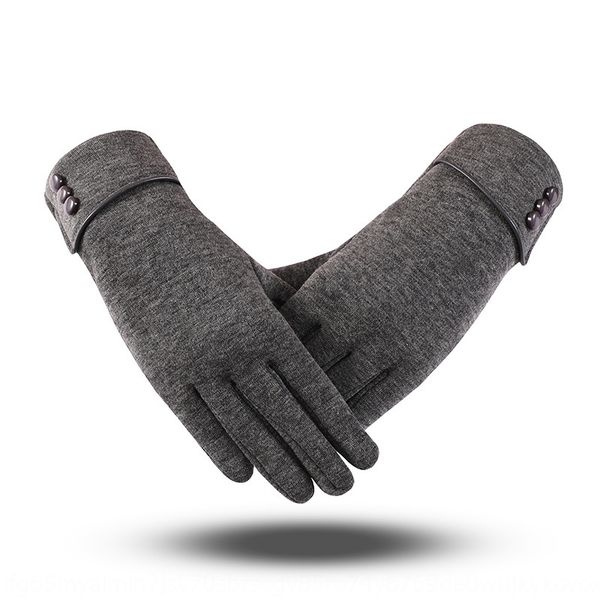 

winter women's three-button non-down velvet solid color cycling plus velvet touch screen warm gloves warm bicycle bicycle
