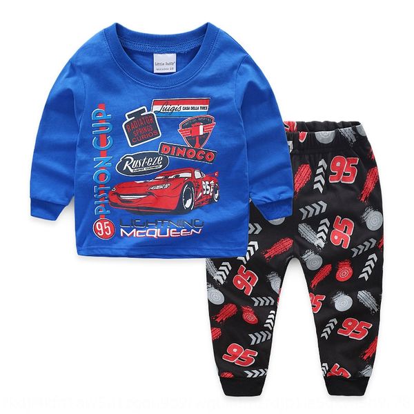 

новая осень новый дом пижамы одежда одежда пижамы трикотажные с длинными рукавами, детский дом изнашивания детский костюм, Blue