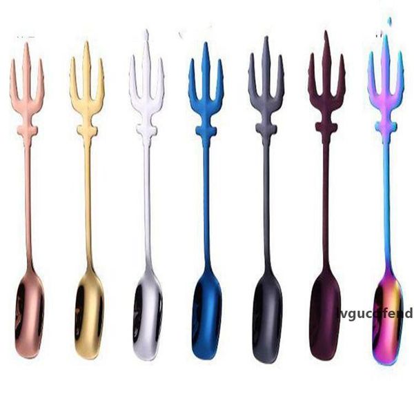 

stainless steel dessert spoon ice cream spoons coffee spoon multi function spoon kitchen accessories flatware fruit fork ysy70