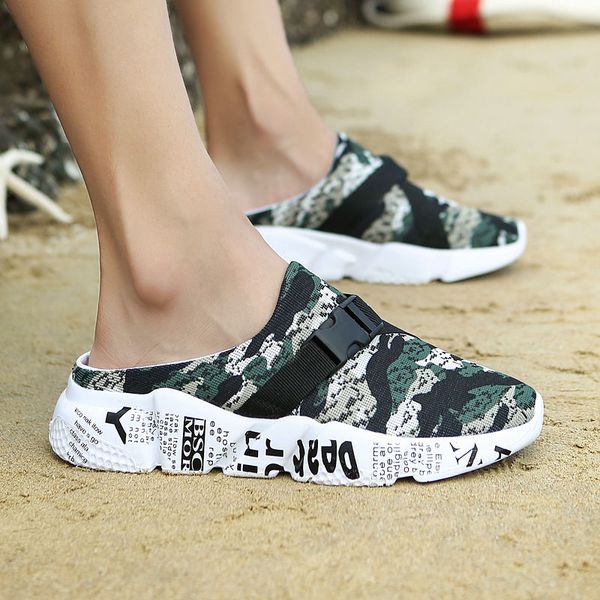 

men shoes summer men sandals camouflage slippers lightweight shoes for outdoor non-slip summer zapatos de hombre, Black