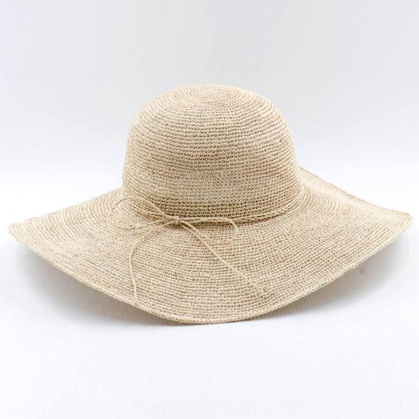 

fine manual crochet foldable large eaves lafite straw hat sunscreen large edge lafite straw hat, Blue;gray