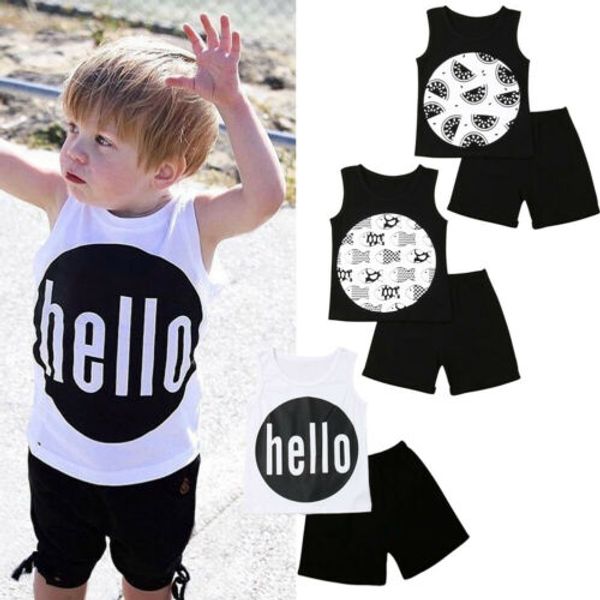 

ca stock kids baby boy girls summer sleeveless vest short pants outfits set, White