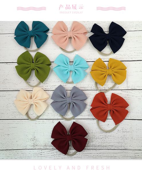

bulk 60pc/lot girls 4.5" solid fabric hair bow headbands,kids hair bows elastic headbands nylon headband kids hair accessories y200710, Slivery;white