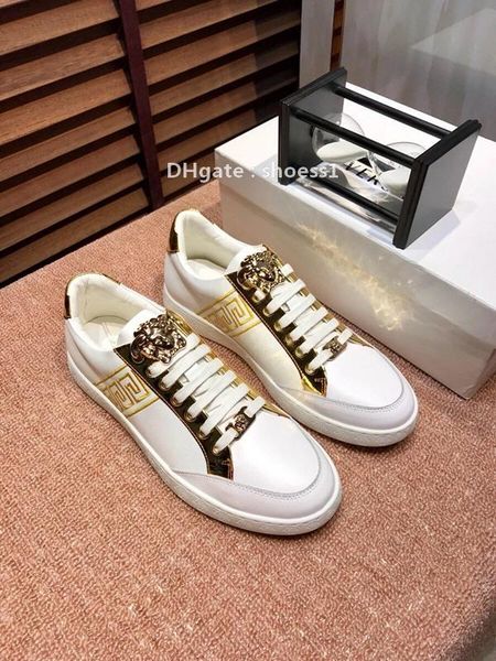 

2021-2020r fashion men 's running shoes luxury casual shoes breathable leather classic sneakers low -party shoes ,size :38 -45, Black