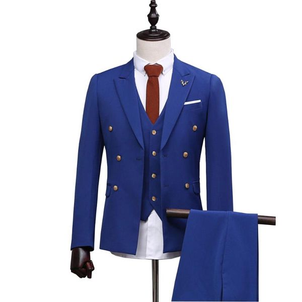 

jacket+pants+vest) costum suit new 3 pieces set suit slim fit men with pant wedding party prom s-5xl, White;black