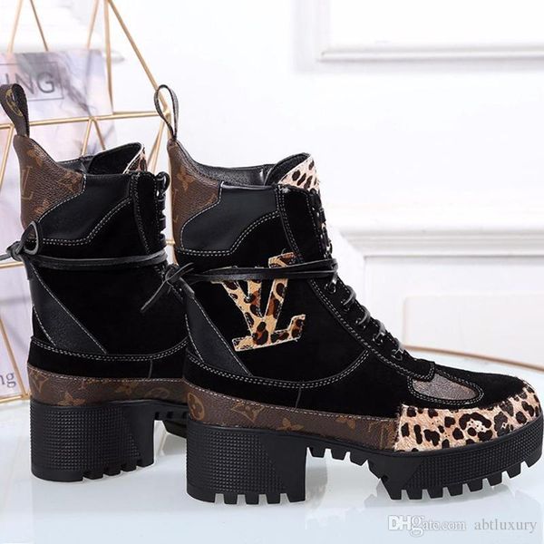 

fashion women boots winter ankle boots waterproof casual lace -up fashion shoes luxury design with box chaussures de femme casual women shoe, Black