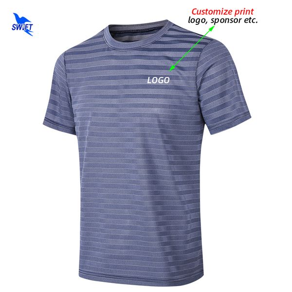

customize logo quick dry gym fitness shirts men thin loose sport t-shirts short sleeve running workout training sportswear tees, Black;blue