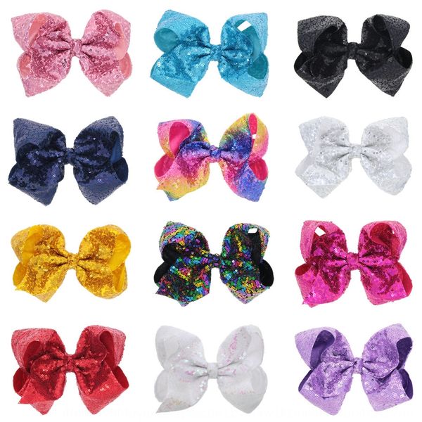 

8-inch children's super large bow hairpin girl sequins big butterfly sequin butterfly bow clip fish scale hair accessories, Slivery;white