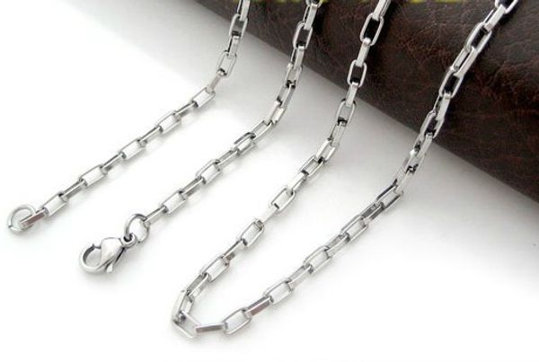 

nice new brand white plated long box chain necklace for man/women, Silver