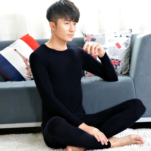 

rongying thermal men's modal j basic underwear set thin warm underwear and autumn clothes clothes autumn pants cold-proof ultra-thin, Black;white