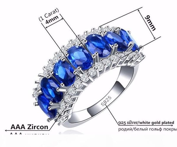 

e diamond ring luxury new fashion 925 silver sterling ring jewelry blue diamond 10kt vintage party engagement wedding rings for women r, Slivery;golden