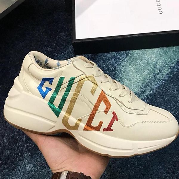 

fashion type mens shoes casual leather rhyton sneakers scarpe da uomo luxury with original box mens shoes fashion chaussures pour hommes