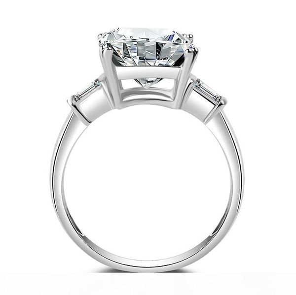 

k women 's square 5 ct three stone big jewelry ring pure 100 %925 sterling silve white z 5a zirconia cz engagement wedding ba, Slivery;golden