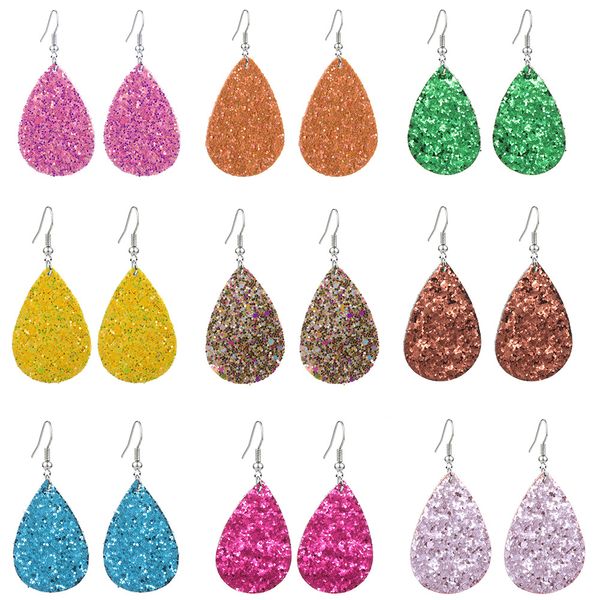 

мода блеск блестки водослива кожа pu серьги teardrop кожа eardrop bohemia мотаться ear hook серьги падения проектировщик ювелирные подарки, Silver