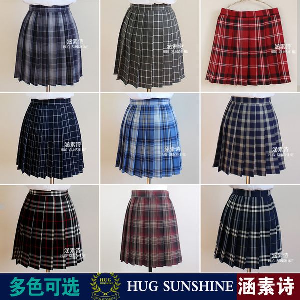 

2020 womens harajuku high waist skirt college style pleated plaid student skirt female japanese kawaii skirts for women, Black