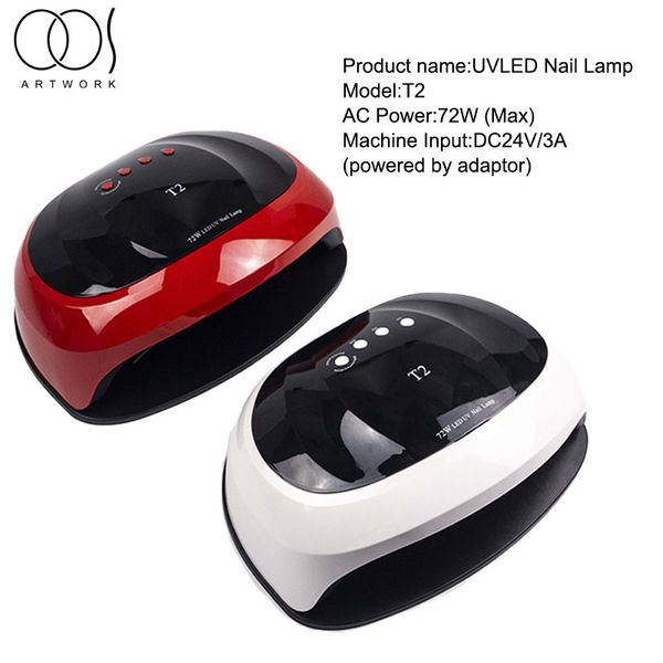

две руки положить в 72w светодиодные лампы nail dryer 36 светодиодов уф лампы для ногтей маникюр инструмент с 10/30/60 / 99s таймер автомати