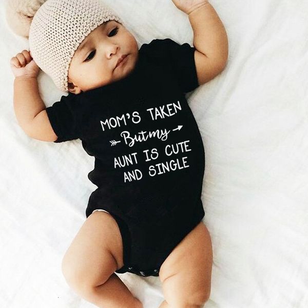 

mom's taken but my aunt is cute and single baby bodysuit clothes cute short sleeve body bebe boy girl onesie rompers outfits, Blue
