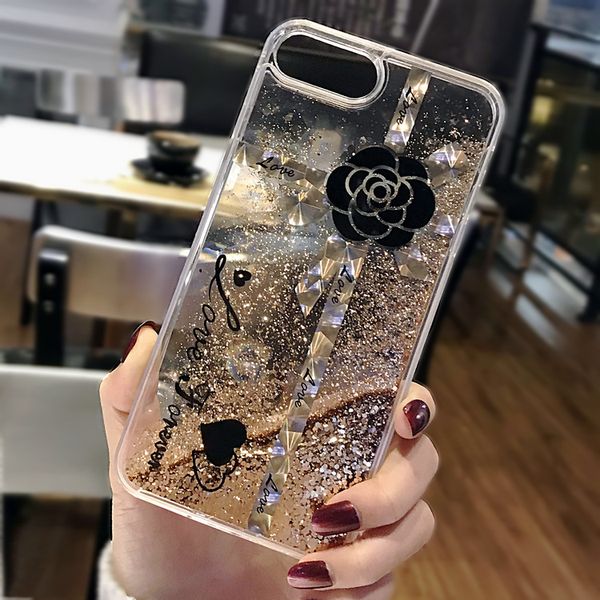 

suitable for iphone xsmax camellia flower quicksand anti-fall phone case