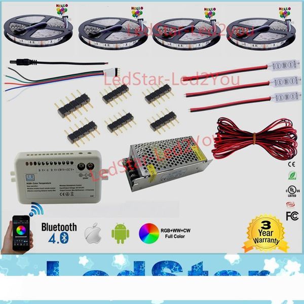 

30m 20m bluetooth led strip rgb rgbw dual color dimmable 5050 3528 waterproof +mi light controller + amplifier + power adapter