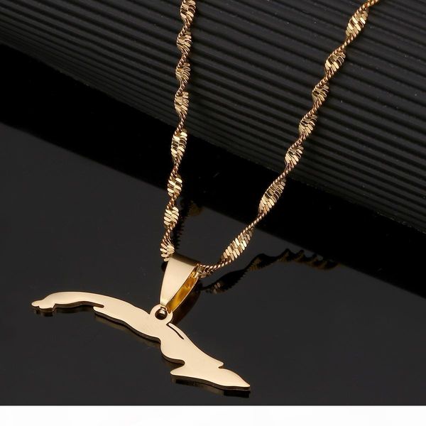 

e stainless steel cuba map necklaces for women ,map of cuba charm pendant jewelry, Silver